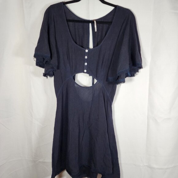 Free People Dresses & Skirts - Free People Black Cotton Keyhole Boho Dress (Size L)